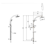 Abey Gareth Ashton Curve Rail and Shower Two In One Shower System - Brushed Brass